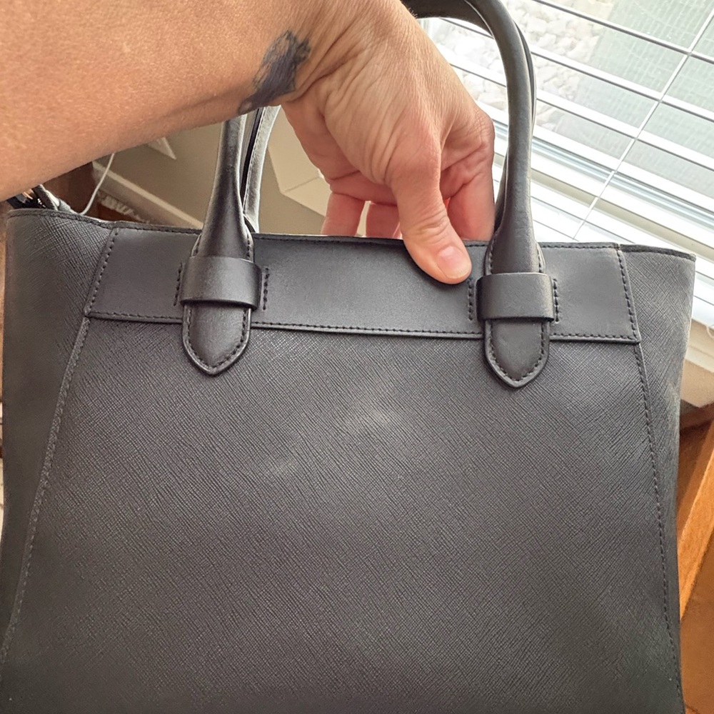 kate spade Black Leather Structured Satchel with Gold Logo with matching wallet. - Picture 3 of 8